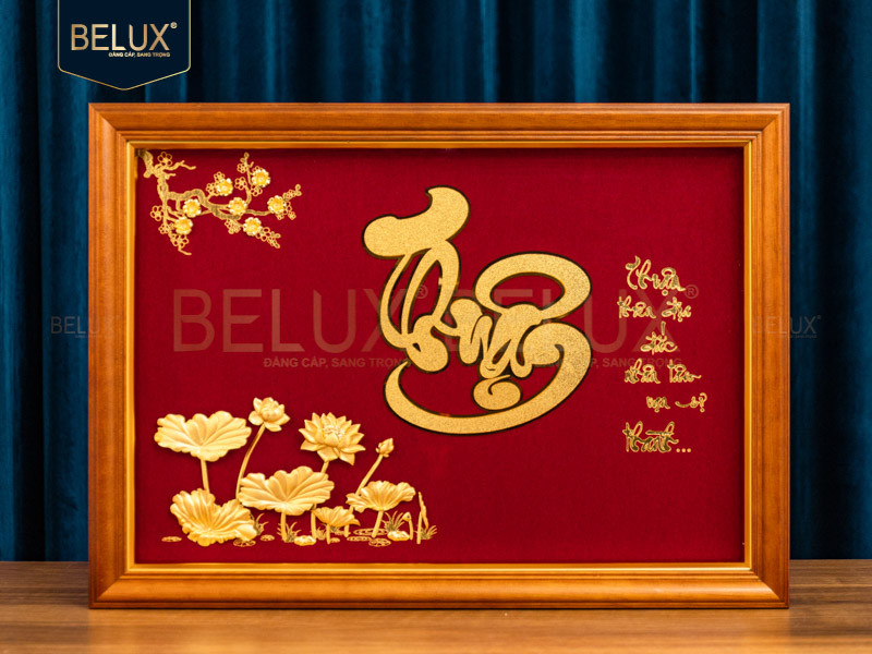 Tranh Chữ Thuận Dát Vàng 24k Kt 50x36cm